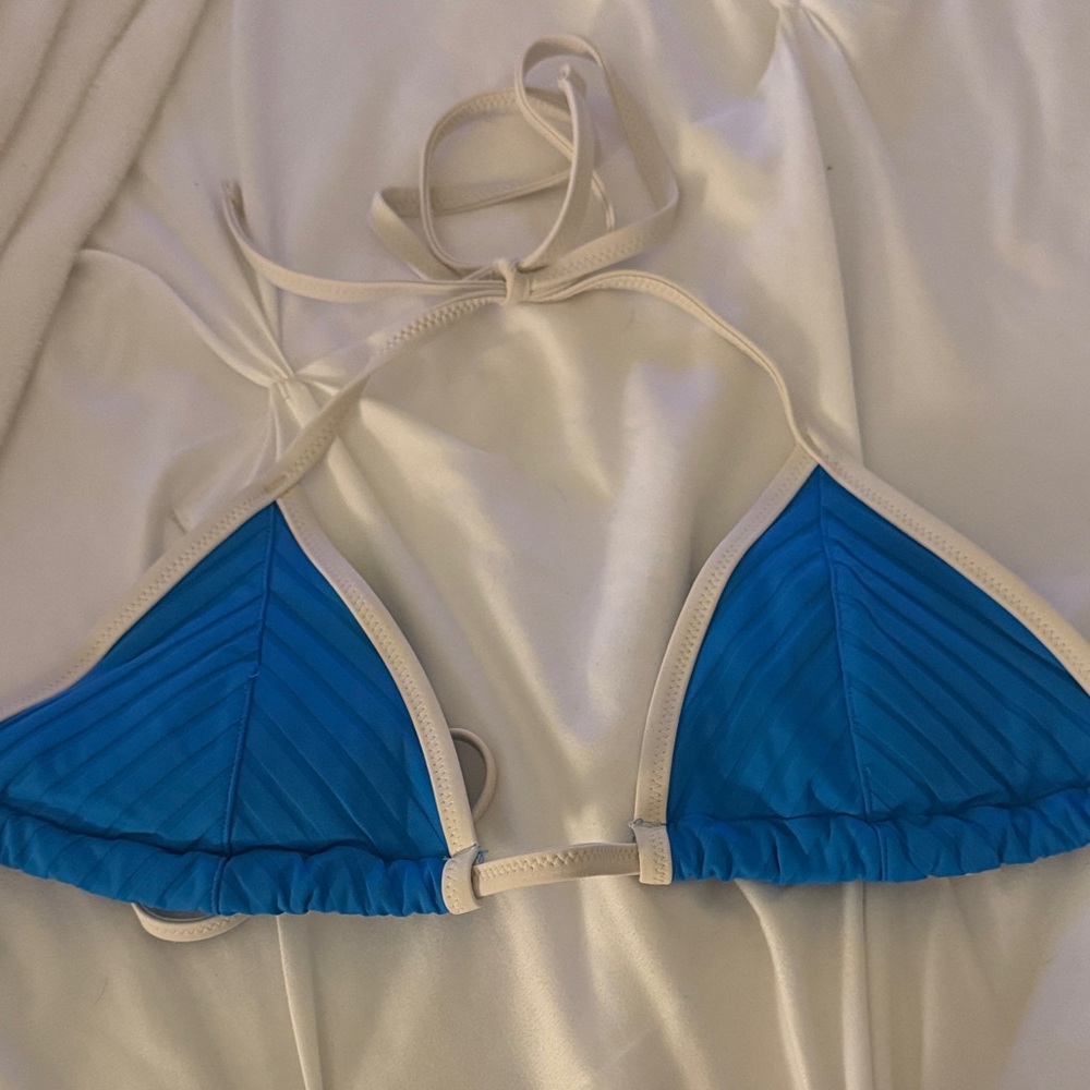 Aerie Vibrant Blue Bikini Top with White Accents